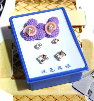 B2-3-4点钻新款耳钉三件套