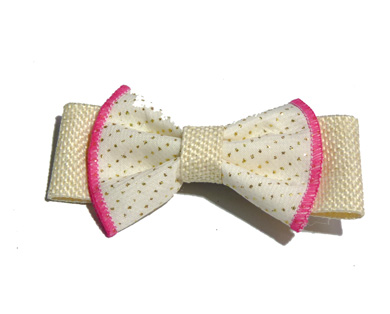 新款百搭时尚甜美可爱珍珠水钻雪纺蝴蝶结压夹边夹头饰C3-3-1