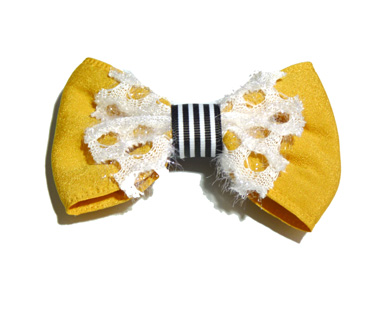 新款百搭时尚甜美可爱珍珠水钻雪纺蝴蝶结压夹边夹头饰C3-3-1