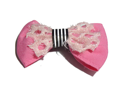 新款百搭时尚甜美可爱珍珠水钻雪纺蝴蝶结压夹边夹头饰C3-3-1