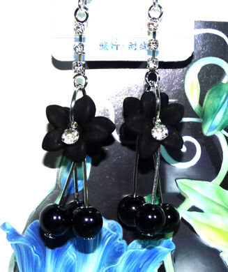 亚太流行亮钻彩花珍珠耳环