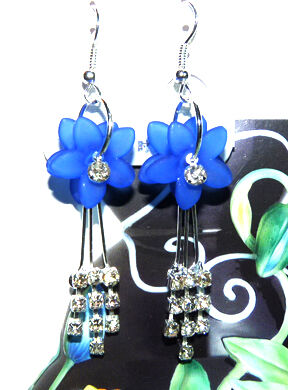 亚太流行亮钻彩花钻坠耳环