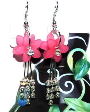 亚太流行亮钻彩花钻坠耳环