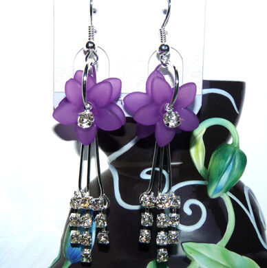 亚太流行亮钻彩花钻坠耳环