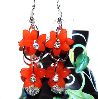 亚太流行亮钻彩花绣球耳环