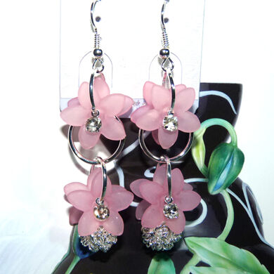 亚太流行亮钻彩花绣球耳环