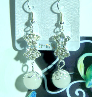 亚太流行亮钻烫金珍珠耳环