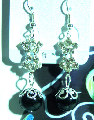 亚太流行亮钻烫金珍珠耳环