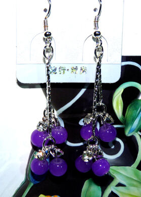 亚太流行亮钻珍珠葡萄耳环