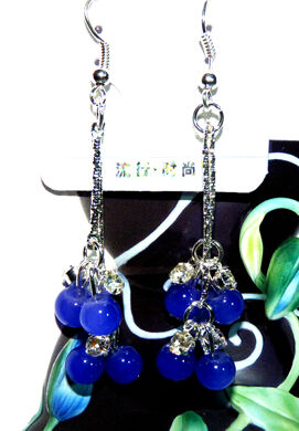 亚太流行亮钻珍珠葡萄耳环