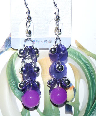 亚太流行亮钻彩片珍珠耳环C4-3-1