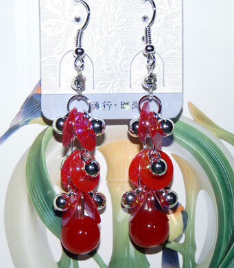 亚太流行亮钻彩片珍珠耳环C4-3-1