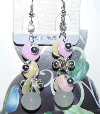 亚太流行亮钻彩片珍珠耳环C4-3-1