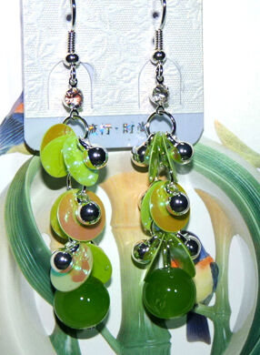 亚太流行亮钻彩片珍珠耳环C4-3-1