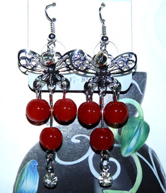 亚太流行亮钻彩片珍珠耳环C4-3-1