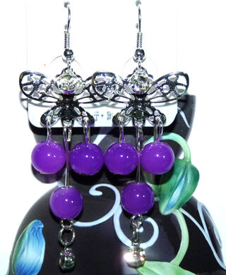 亚太流行亮钻彩片珍珠耳环C4-3-1