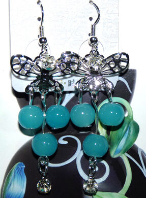 亚太流行亮钻彩片珍珠耳环C4-3-1