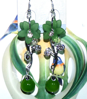 亚太流行亮钻花环梅枝珍珠耳环C3-1-2