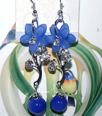 亚太流行亮钻花环梅枝珍珠耳环C3-1-2