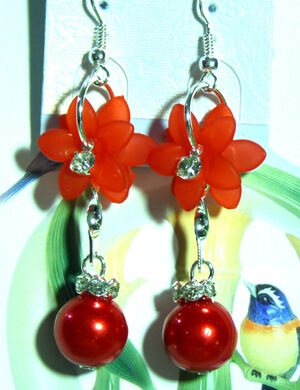 亚太流行亮钻花环吊坠珍珠耳环C4-3-1