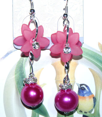 亚太流行亮钻花环吊坠珍珠耳环C4-3-1