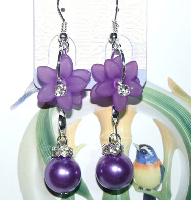 亚太流行亮钻花环吊坠珍珠耳环C4-3-1