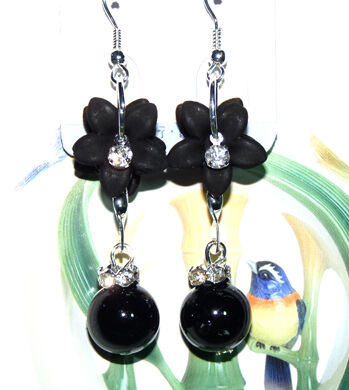 亚太流行亮钻花环吊坠珍珠耳环C4-3-1