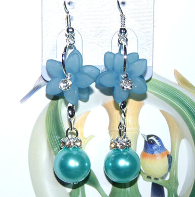 亚太流行亮钻花环吊坠珍珠耳环C4-3-1