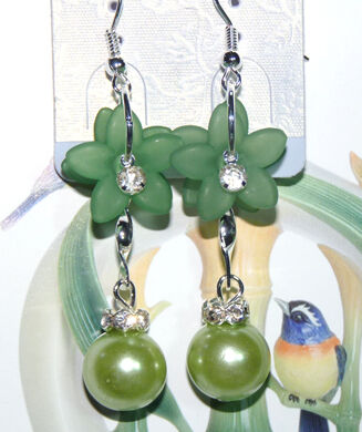 亚太流行亮钻花环吊坠珍珠耳环C4-3-1