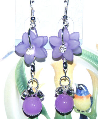 亚太流行亮钻花环吊坠珍珠耳环C4-3-1