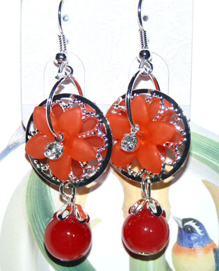 亚太流行亮钻太阳花珍珠吊坠耳环C3-1-2