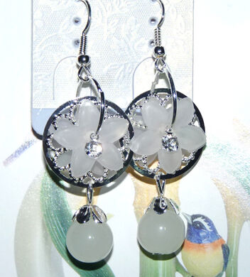 亚太流行亮钻太阳花珍珠吊坠耳环C3-1-2