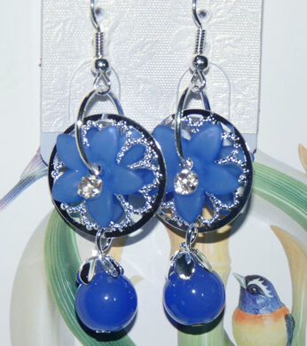 亚太流行亮钻太阳花珍珠吊坠耳环C3-1-2