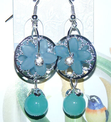 亚太流行亮钻太阳花珍珠吊坠耳环C3-1-2