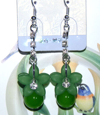 亚太流行亮钻花环珍珠吊坠耳环C3-1-2