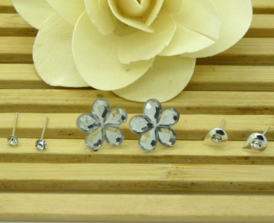 欧洲流行饰品 可爱水滴三件套耳饰