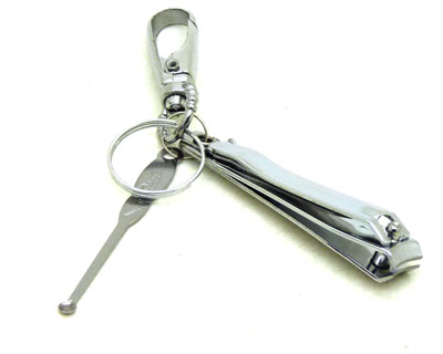 钥匙扣指甲剪 指甲钳 指甲刀 带耳勺---挂卡铁扣光板指甲剪