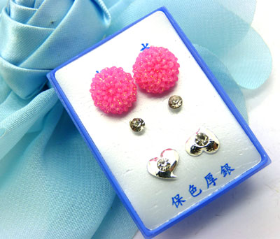 甜美时尚淑女气质镶钻三件套耳钉耳饰2013新款 耳钉三件套C3-2-4