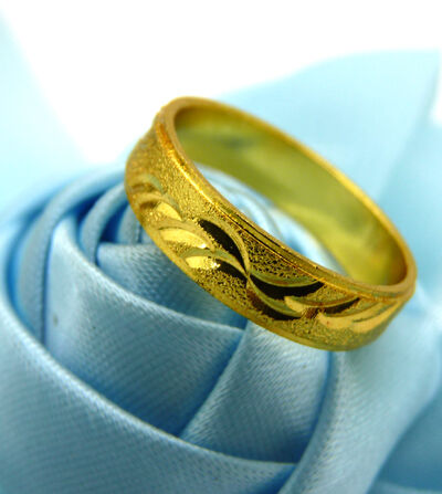 韩版男士镀金光色面黄金戒指 保色金戒指