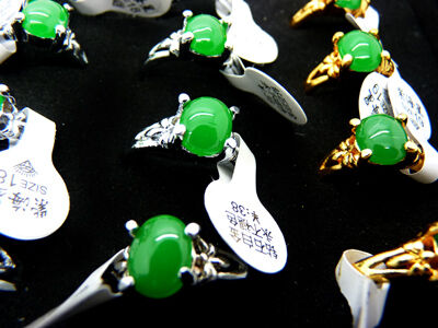 保色仿金黄白宝石戒指14#