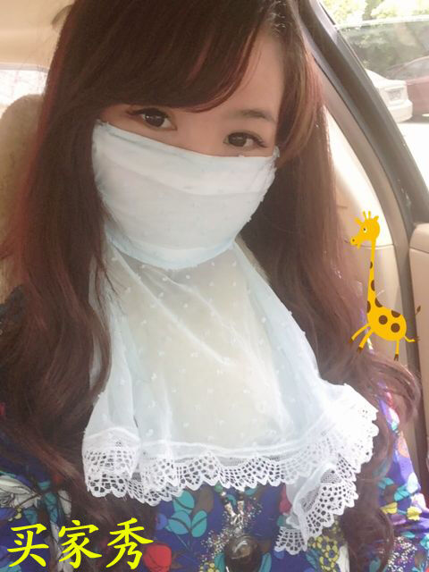 韩国夏季防UV旅行防晒口罩防尘户外超大护颈防紫外线口罩女-8