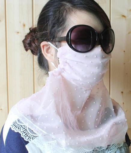韩国夏季防UV旅行防晒口罩防尘户外超大护颈防紫外线口罩女-8