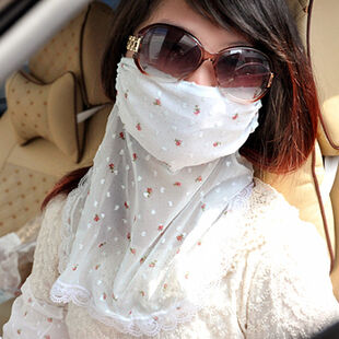 韩国夏季防UV旅行防晒口罩防尘户外超大护颈防紫外线口罩女-8