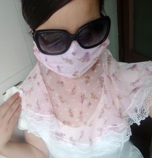 韩国夏季防UV旅行防晒口罩防尘户外超大护颈防紫外线口罩女-8