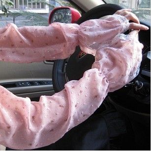 夏季自行车骑车防晒袖套雪纺长款防紫外线开车防晒手套 套袖女六B30-3-3