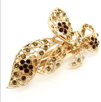 韩国新款 高档 满钻 镂空 8K合金 弹簧夹 发夹