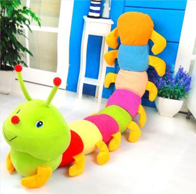 最新特价七彩毛毛虫千年虫布娃娃毛绒玩具公仔53cm毛毛虫抱枕