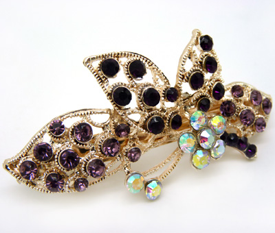 韩版 水钻合金蝴蝶结发夹顶夹发饰 时尚边夹发卡马尾夹横夹