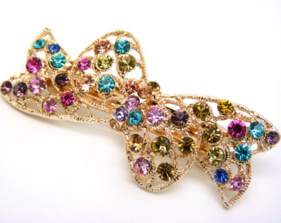 韩版 水钻合金蝴蝶结发夹顶夹发饰 时尚边夹发卡马尾夹横夹