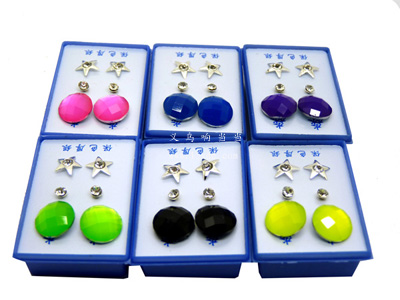 耳饰三件套水钻耳钉 水钻耳饰 合金耳钉 韩版潮流耳针 C3-2-4